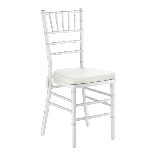 Lancaster Table & Seating White Wood Chiavari Chair with Ivory Cushion