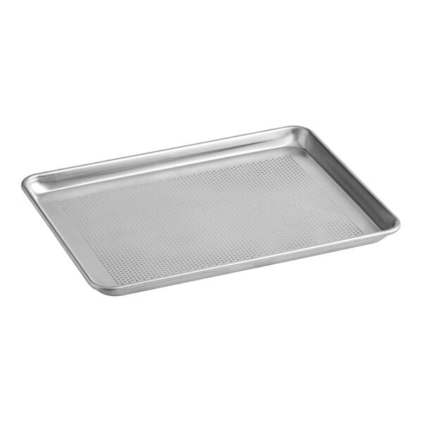 Baker's Lane Heavy-Duty Half Size 16 Gauge 13" x 18" Wire in Rim Aluminum Perforated Bun / Sheet Pan