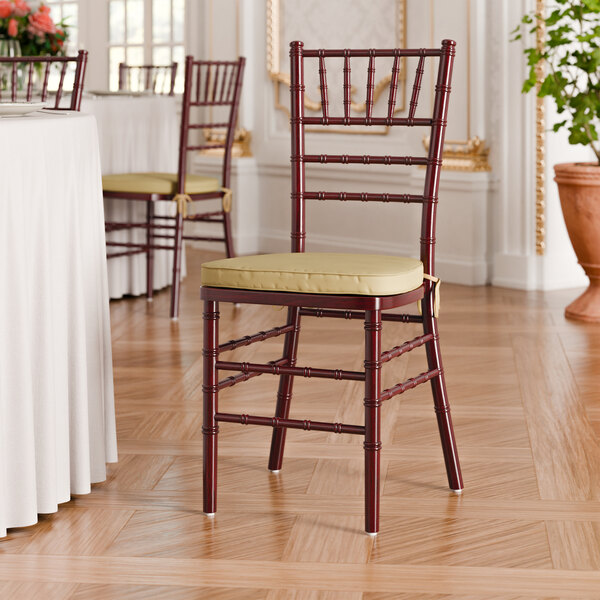 Lancaster Table & Seating Mahogany Wood Chiavari Chair with Gold Cushion