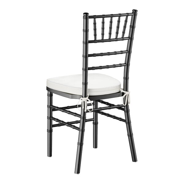 Lancaster Table & Seating Black Wood Chiavari Chair with Ivory Cushion