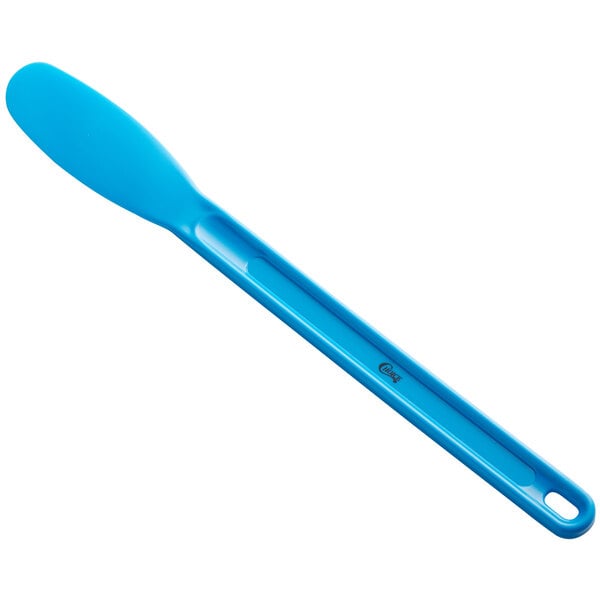 A Choice blue plastic sandwich spreader with a smooth handle.