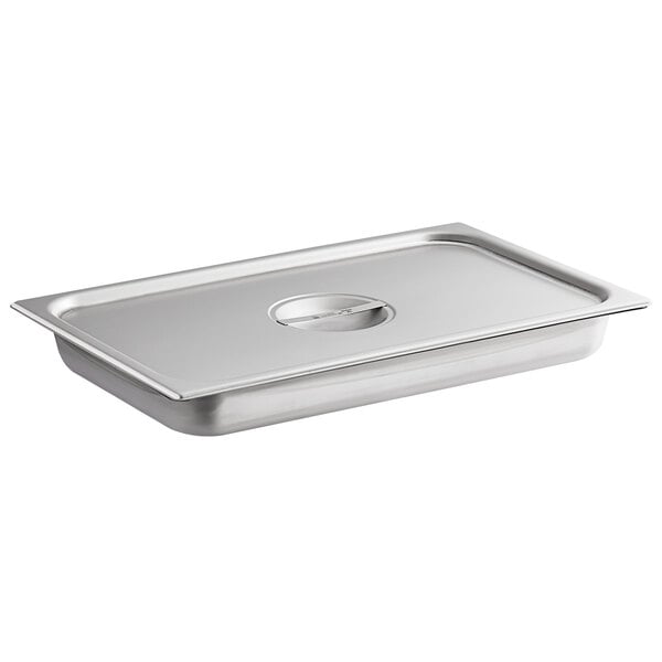 A silver CaterGator front loading food pan carrier with a stainless steel tray and a lid on it.