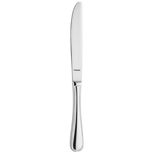An Amefa stainless steel dessert knife with a silver handle.