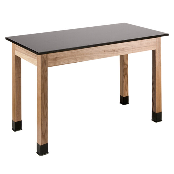 a table with black top