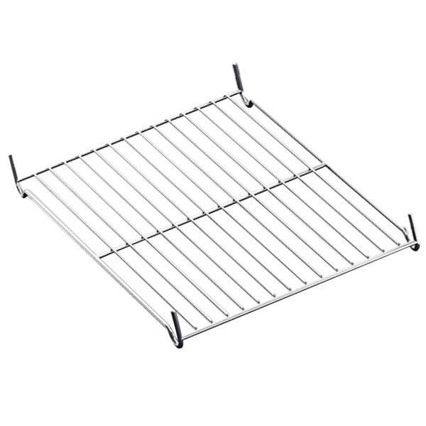 A metal base rack with a wire grid for a Rational iVario Tilt Skillet.