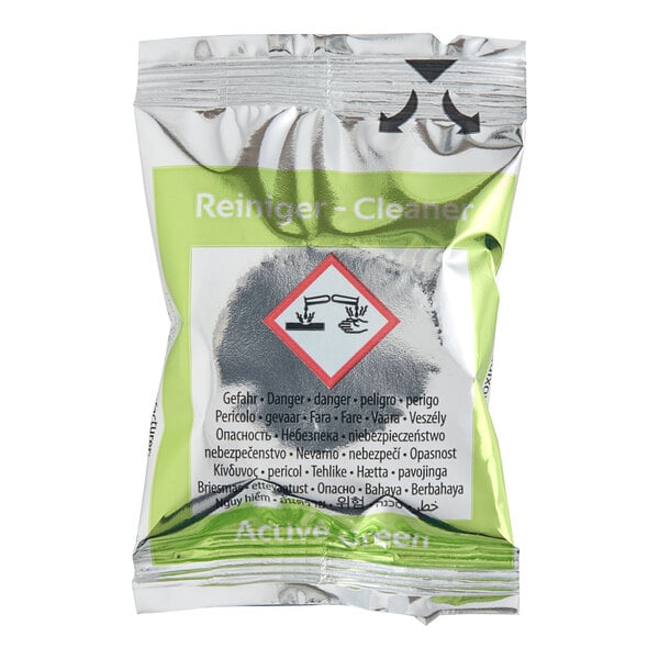 A silver bag of Rational Active Green Cleaner Tabs with a green and black label.