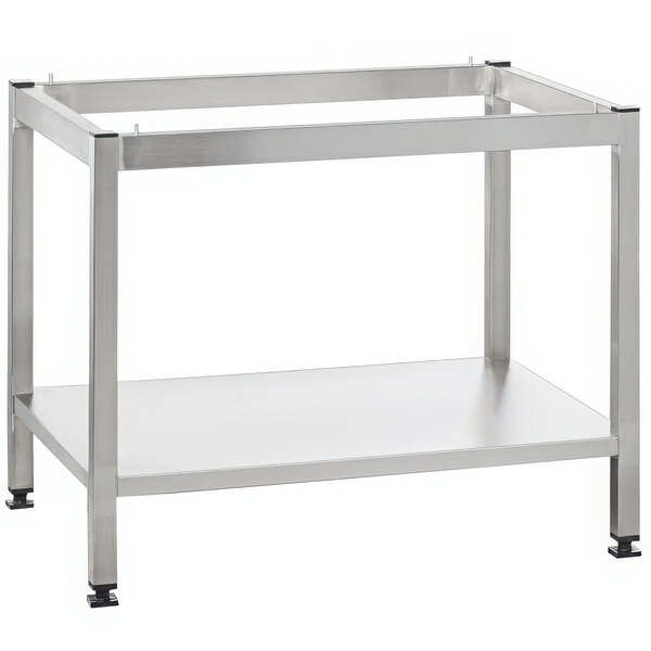 A Rational stationary metal base frame with shelves on it.