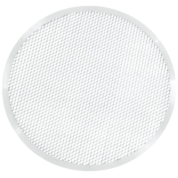 A white round mesh pizza screen.