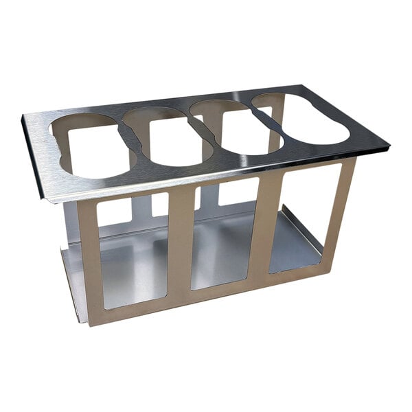 A Server stainless steel FIFO squeeze bottle holder with 8 holes.