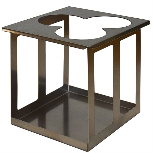 a metal table with a hole in the top