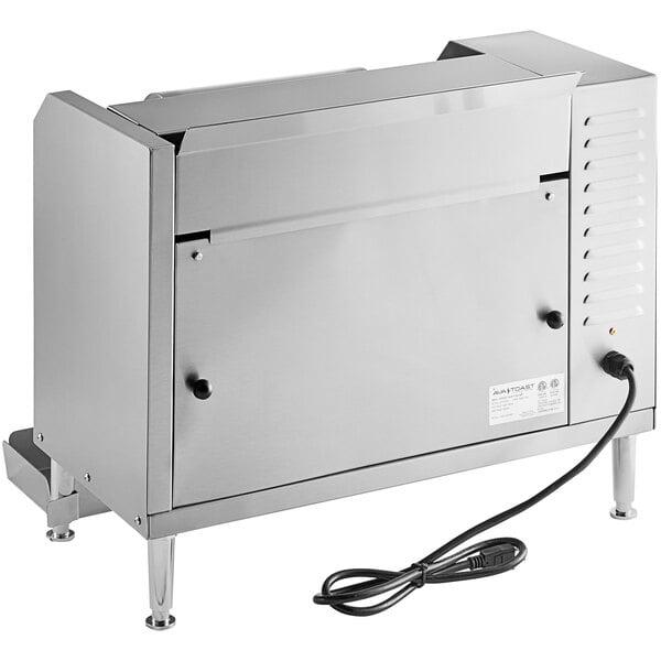 An Avantco vertical conveyor bun toaster with a black cord.