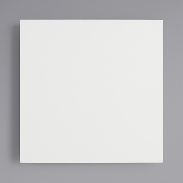 A white square object with feet on a gray background.
