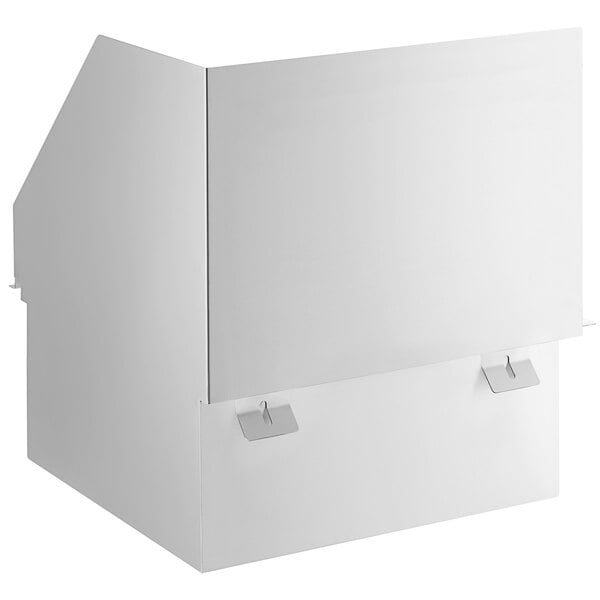 A white metal box with two paper clips.