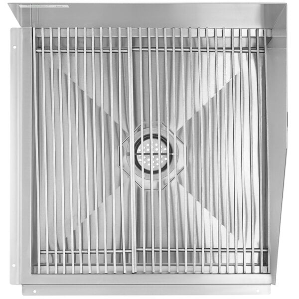 A Regency stainless steel mop sink with a metal grid on the side.