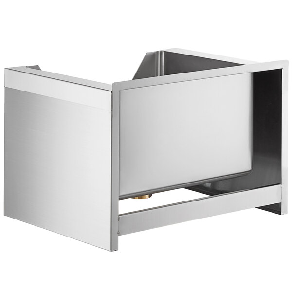 A Regency stainless steel floor mop sink with a notched front.