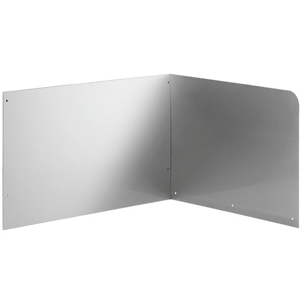 A silver metal panel with a white background.