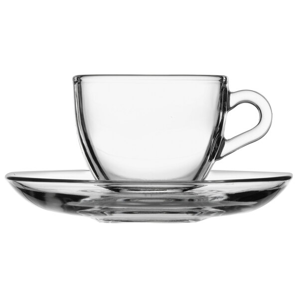 glass espresso cup and saucer