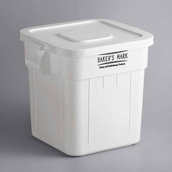 Baker S Mark 32 Gallon 510 Cup White Flat Top Ingredient Storage Bin With Lid