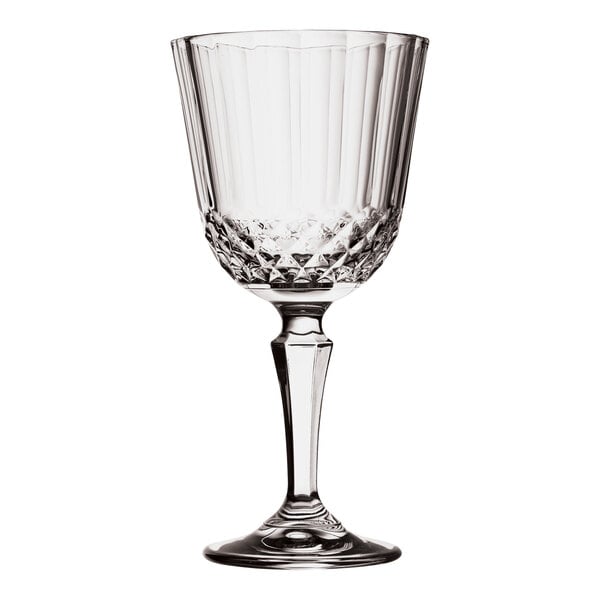 A Pasabahce Diony wine glass with a crystal pattern.