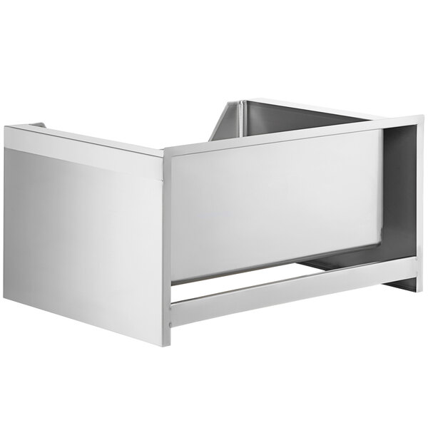 A Regency stainless steel mop sink with a notched front and a drain.