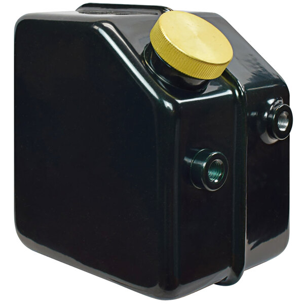 A black plastic Vectorfog fuel tank with a yellow cap.