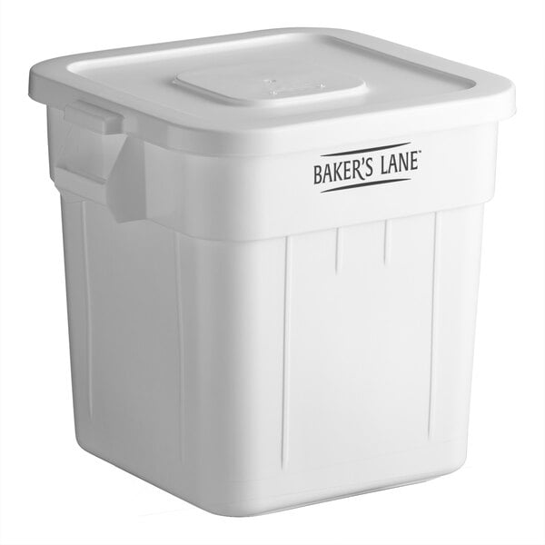 Baker's Lane 32 Gallon / 510 Cup White Flat Top Mobile Ingredient Storage Bin with Lid