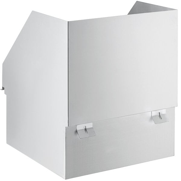 A stainless steel rectangular mop sink with side splash guards.