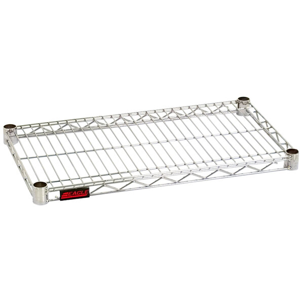 An Eagle Group chrome wire shelf with metal racks.