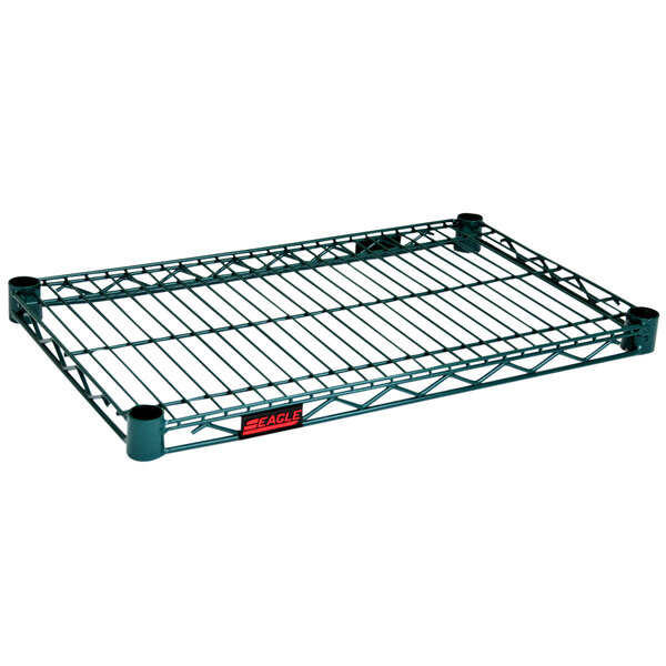 An Eagle Group Valu-Gard green epoxy wire shelf.