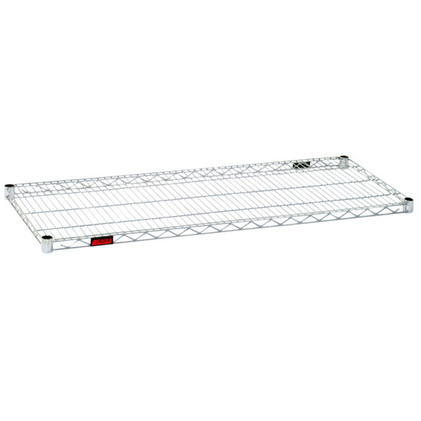 A chrome Eagle Group wire shelf with a metal frame.