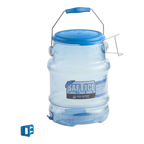 San Jamar Saf-T-Ice 6 Gallon Polycarbonate Ice Tote with Lid and Hanging Bracket