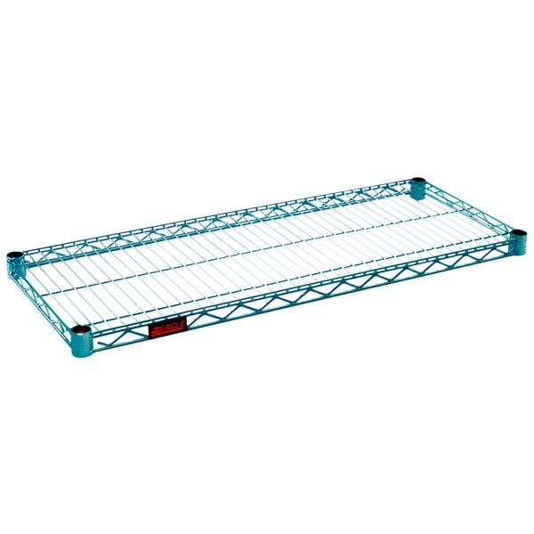 An Eagle Group blue metal shelf with white wire.