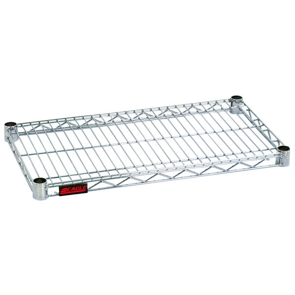 An Eagle Group Eaglebrite zinc wire shelf with a red metal rack.