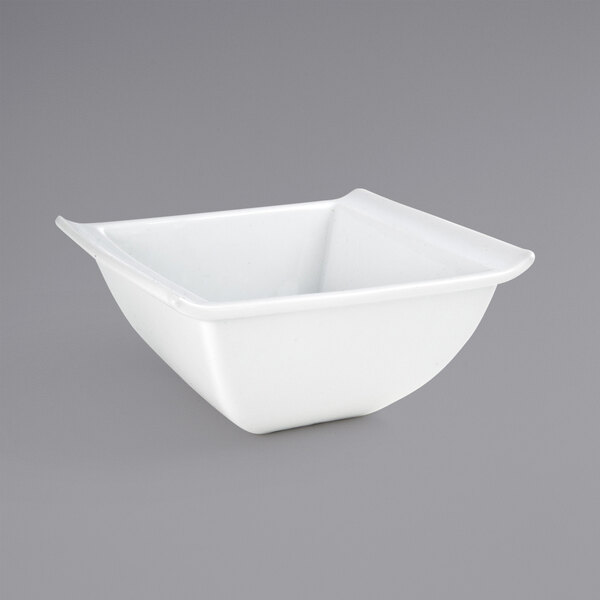 a white square bowl on a gray background