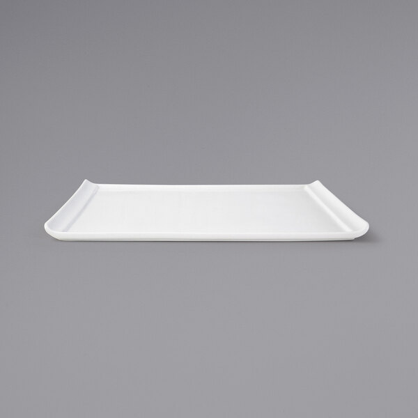 A Front of the House Bright White rectangular porcelain plate.