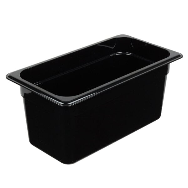 Cambro Camwear GN 1/8 Size 6 Food Pans, 4H x 4-1/4W x 6-5/16D, Black, Set of 6 Pans