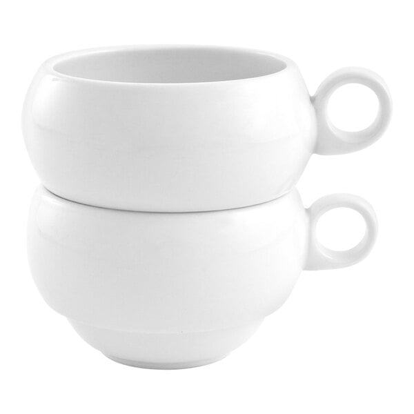 Front of the House Monaco 9 oz. Bright White Stackable Porcelain Cup - 12/Case