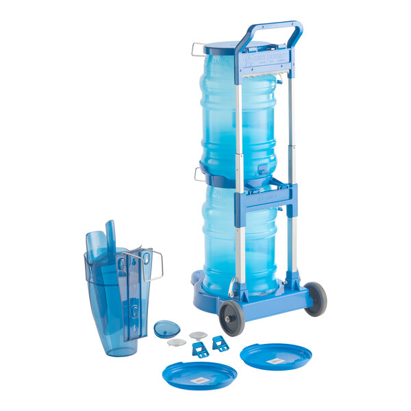 San Jamar Saf-T-Ice 50 lb. Polypropylene Ice Tote Transport Set with 2 Ice Totes and Cart