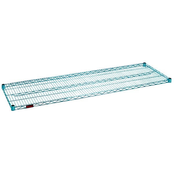 An Eagle Group blue wire shelf with a metal frame.