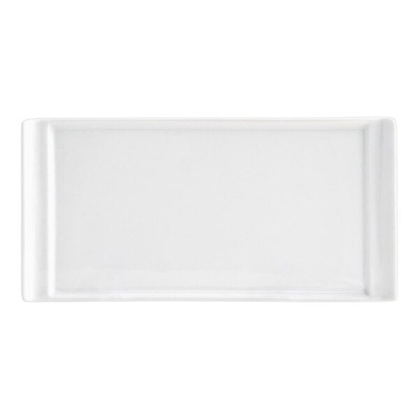 Front of the House Nouvelle 8" x 4" Bright White Rectangular Porcelain Plate - 12/Case