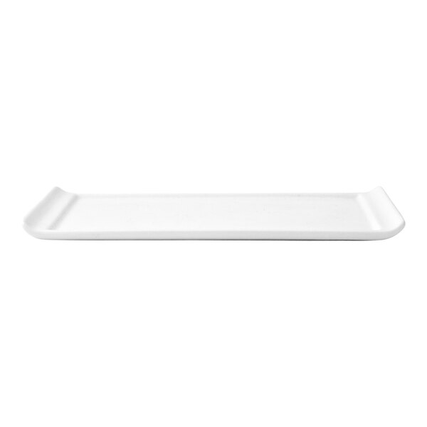 Front of the House Nouvelle 8" x 4" Bright White Rectangular Porcelain Plate - 12/Case