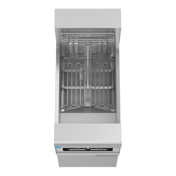 Frymaster RE14-2C-SD 50 lb. Split Pot High Efficiency Electric Floor Fryer with CM3.5 Controls - 208V, 3 Phase, 14 KW