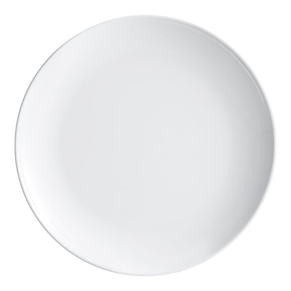 A round white melamine plate.