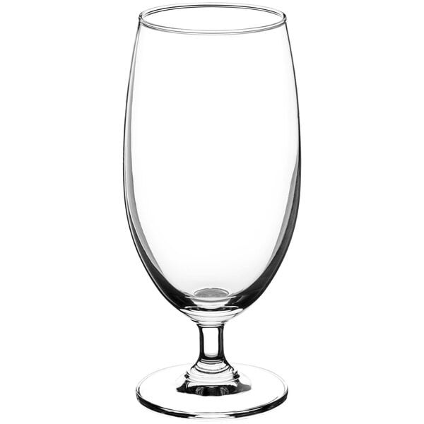 An Acopa stemmed Pilsner glass with a clear base.