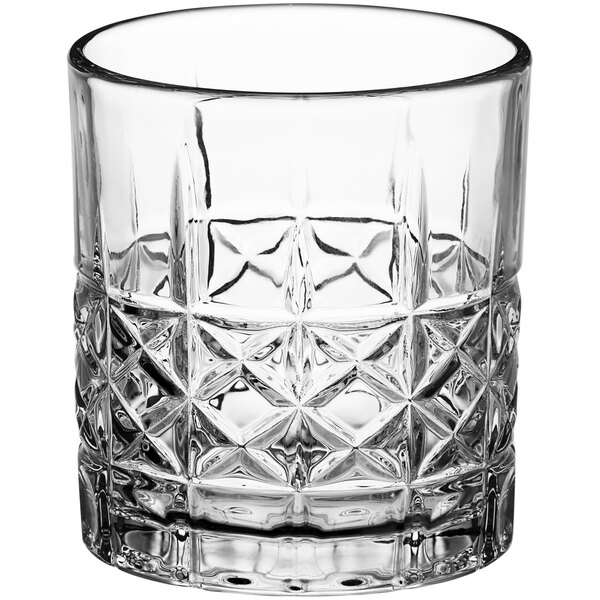 An Acopa Evora rocks/old fashioned glass with a diamond pattern.