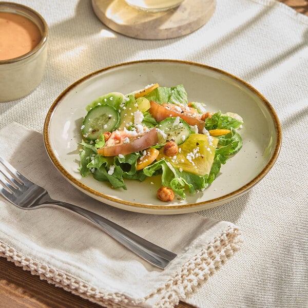 Acopa Keystone 7" Granite Gray Stoneware Coupe Plate - Sample