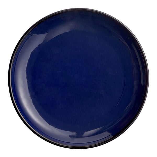 Acopa Keystone 10 1/2" Azora Blue Porcelain Coupe Plate - Sample