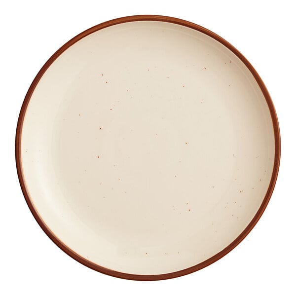 Acopa Keystone 8 1/2" Vanilla Bean Stoneware Coupe Plate - Sample