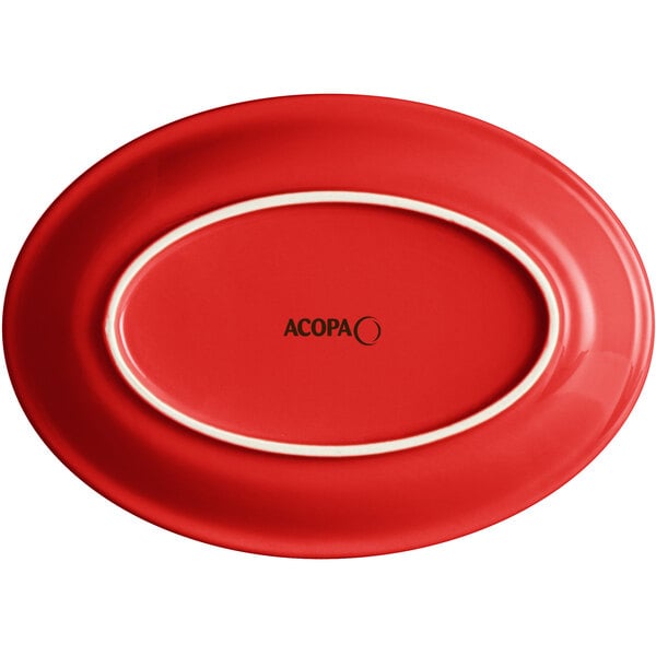 An Acopa Capri red oval stoneware coupe platter.