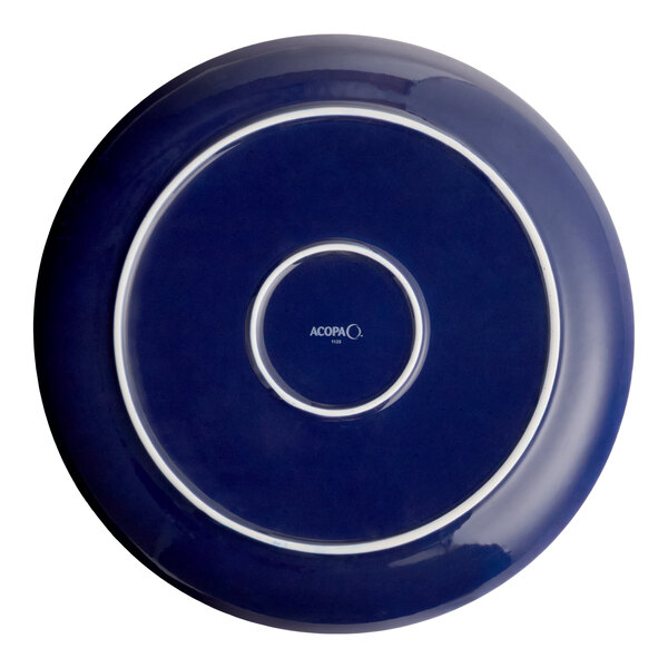 Acopa Keystone 12 1/2" Azora Blue Porcelain Coupe Plate - Sample